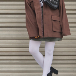 Wool Touch Oversized BDU Jacket (brown) コート ブラウン 茶色 きれいめ 3枚目の画像