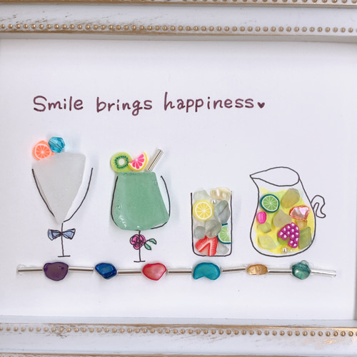 シーグラスアート❣️春が来た スイカと花火〉シーグラスアート その他アート moon 通販 17908081