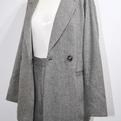 Herringbone Tweed Jacket＋Pants 2P SET UP grey セットアップ グレー 綺麗め 12枚目の画像