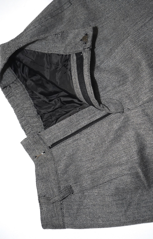 Herringbone Tweed Jacket＋Pants 2P SET UP grey セットアップ グレー 綺麗め 15枚目の画像