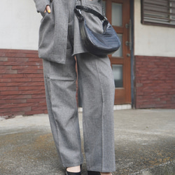 Herringbone Tweed Jacket＋Pants 2P SET UP grey セットアップ グレー 綺麗め 3枚目の画像
