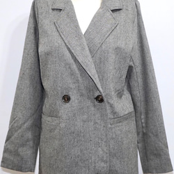 Herringbone Tweed Jacket＋Pants 2P SET UP grey セットアップ グレー 綺麗め 8枚目の画像