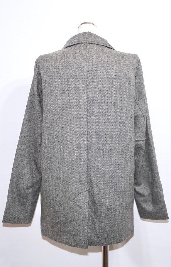 Herringbone Tweed Jacket＋Pants 2P SET UP grey セットアップ グレー 綺麗め 11枚目の画像