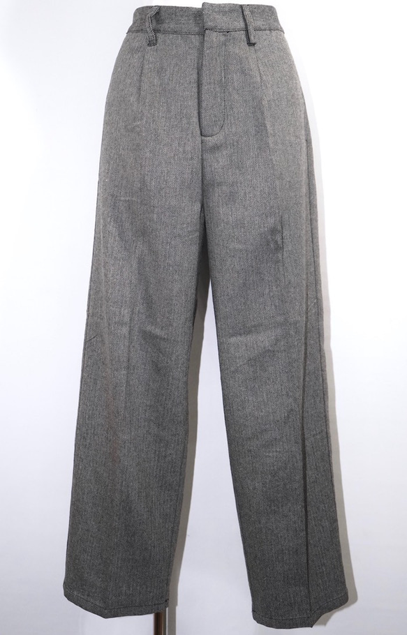 Herringbone Tweed Jacket＋Pants 2P SET UP grey セットアップ グレー 綺麗め 13枚目の画像