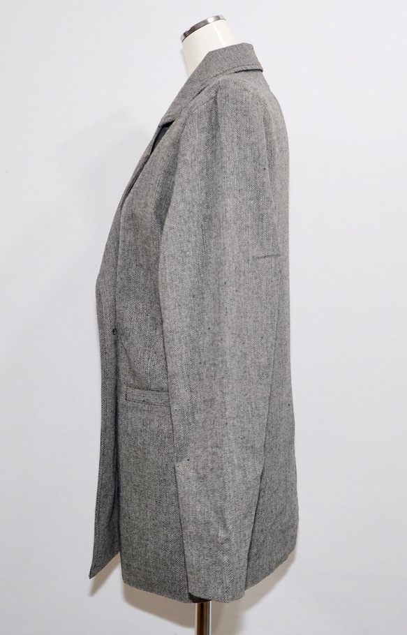 Herringbone Tweed Jacket＋Pants 2P SET UP grey セットアップ グレー 綺麗め 10枚目の画像