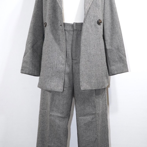 PLAYFUL TWEED PANTS    jacket セット　セットアップ Herringbone Tweed Jacket＋Pants 2P SET UP grey セットアップ
