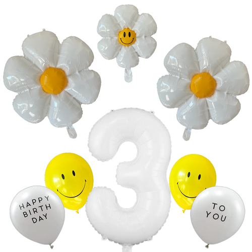 誕生日 4歳 バルーン バースデー 白 大きい 風船セット スマイリー 誕生日 4歳 バルーン バースデー 白 大きい 風船セット スマイリー