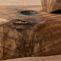 キノコの置物 木彫り 台付き（木材：ウォルナット節あり）（No.S1007） 8枚目の画像
