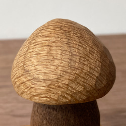 キノコの置物 木彫り 台付き（木材：ナラ/ウォルナット/クルミ）（No.S1008） 11枚目の画像