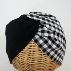 頭巾（扎）☆格紋×黑色 第3張的照片