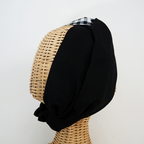 頭巾（扎）☆格紋×黑色 第5張的照片