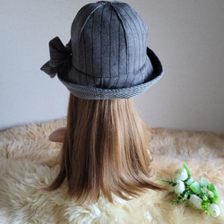 フィット hat★リボン  ダークブラウン系×グレー系ミックス 12枚目の画像