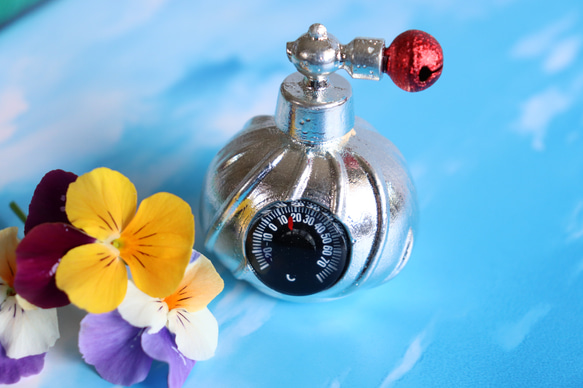 レトロな香水瓶　温度計付き　ペーパーウェイト ｢すずのスズ｣Ⓡ 2枚目の画像