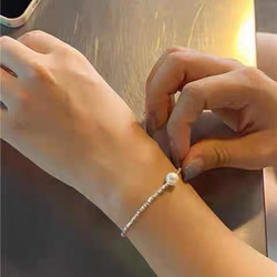 頂級品質花珠 AKOYA Akoya 珍珠和凱倫銀手鍊帶調節器 第12張的照片