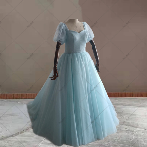 カラードレス 上品 エレガント プリンセスライン ウェディングドレス 423 1枚目の画像