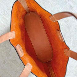 牛革×ピッグスエード ハンドバッグ ブラウン（茶色）本革レザー トートバッグ オレンジ 母の日 10枚目の画像