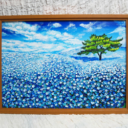 長方形ミニ絵画【ネモフィラの丘】 長方形ミニ絵画【ネモフィラの丘】の通販 by アートHR銀｜ラクマ