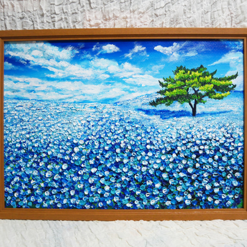 油絵 絵画 ネモフィラの丘【A2 】 絵画 HR 通販 16580340 油絵 絵画 ネモフィラの丘【A2 】 絵画 HR 通販 16580340