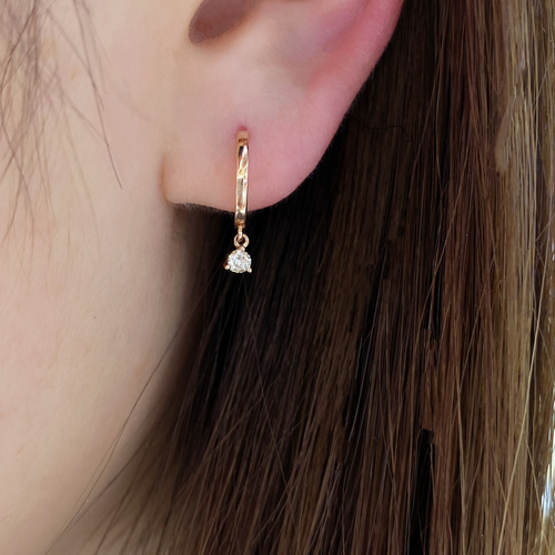 天然ダイヤモンドピアス0.4ct k18 ピアス（フープ） パール