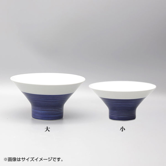 砥部焼 飯碗 おしゃれ 陶器 「茶碗 大 白と青のバランス」 シンプル 白青 手作り 窯元 器工房 巳 mi-203 6枚目の画像