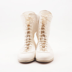 <受注生産>race up long boots <white>/カンガルー革ほか/革靴/b01103 1枚目の画像