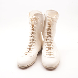 <受注生産>race up long boots <white>/カンガルー革ほか/革靴/b01103 6枚目の画像