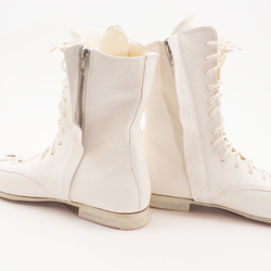 <受注生産>race up long boots <white>/カンガルー革ほか/革靴/b01103 5枚目の画像