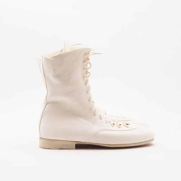 <受注生産>race up long boots <white>/カンガルー革ほか/革靴/b01103 3枚目の画像