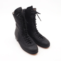 <受注生産>race up long boots <black>/カンガルー革ほか/革靴/b01103 4枚目の画像