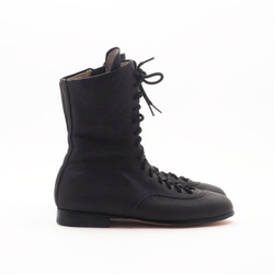 <受注生産>race up long boots <black>/カンガルー革ほか/革靴/b01103 3枚目の画像