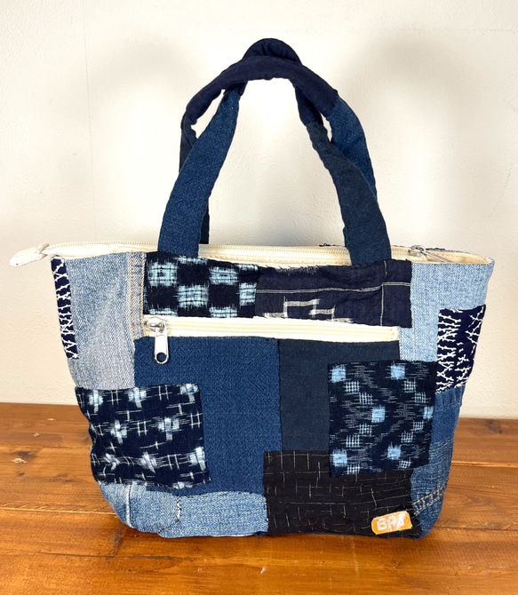 先染生地の創作バック パッチワークバック 創作トートバック