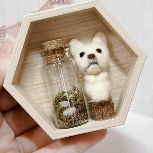 くらぷらか】苔テラリウムとフレブルちゃん 羊毛フェルト 置物 その他 