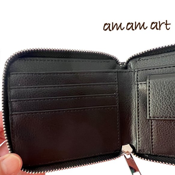 二つ折りタイプ の 財布 ファスナー タイプ 「 龍 黒龍 龍雲 」cool な 二頭の龍  オリジナルデザイン 9枚目の画像