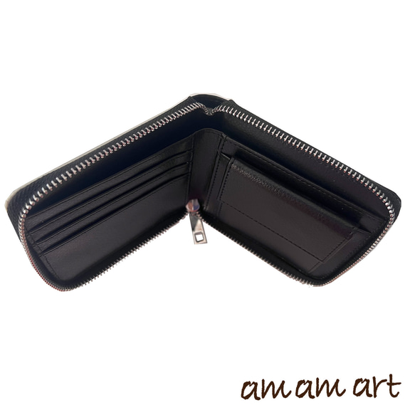 二つ折りタイプ の 財布 ファスナー タイプ 「 龍 黒龍 龍雲 」cool な 二頭の龍  オリジナルデザイン 10枚目の画像