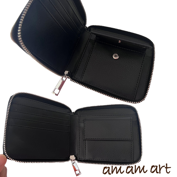 二つ折りタイプ の 財布 ファスナー タイプ 「 龍 黒龍 龍雲 」cool な 二頭の龍  オリジナルデザイン 7枚目の画像