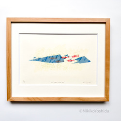 シルクスクリーン版画「The scene in the sea」青／海／魚／抽象画／絵画／北欧／コンテンポラリー 1枚目の画像