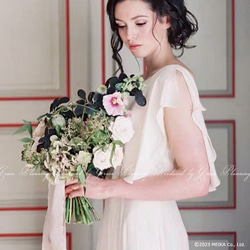 ウェディングドレス 白 半袖　袖あり シフォン スレンダーライン 結婚式 披露宴 前撮り 二次会清楚  gcd80026 3枚目の画像