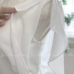 ウェディングドレス 白 半袖　袖あり シフォン スレンダーライン 結婚式 披露宴 前撮り 二次会清楚  gcd80026 9枚目の画像