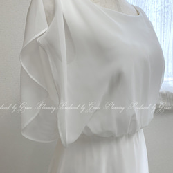 ウェディングドレス 白 半袖　袖あり シフォン スレンダーライン 結婚式 披露宴 前撮り 二次会清楚  gcd80026 10枚目の画像