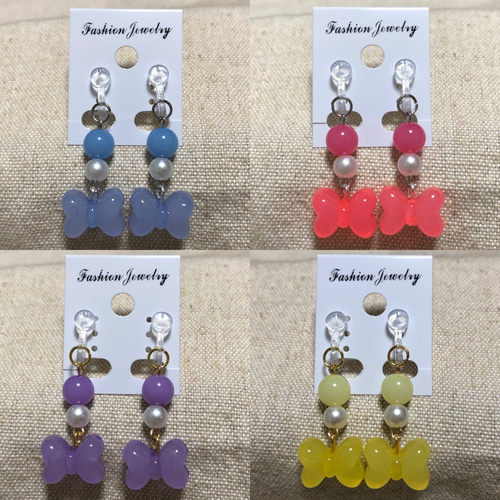 キッズイヤリング2個セット2点セット リボン キッズアクセサリー子供用 