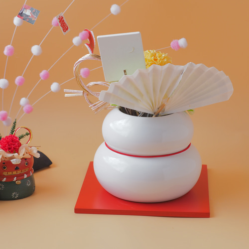 早割】鏡餅のお正月アレンジ 黄色【プリザーブドフラワー