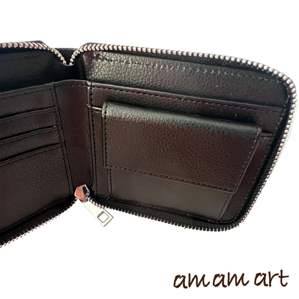 二つ折りタイプ の 財布 ファスナー タイプ 「 虎 」cool な 寅 オリジナルデザイン ファスナーがある財布 6枚目の画像