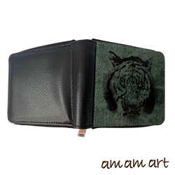 二つ折りタイプ の 財布 ファスナー タイプ 「 虎 」cool な 寅 オリジナルデザイン ファスナーがある財布 4枚目の画像
