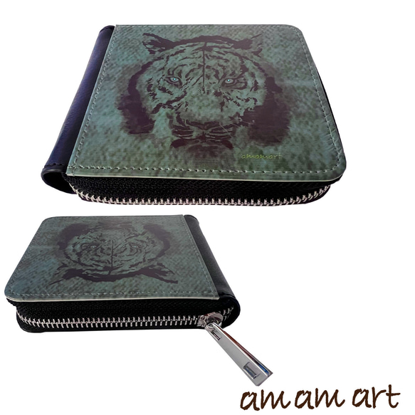 二つ折りタイプ の 財布 ファスナー タイプ 「 虎 」cool な 寅 オリジナルデザイン ファスナーがある財布 3枚目の画像