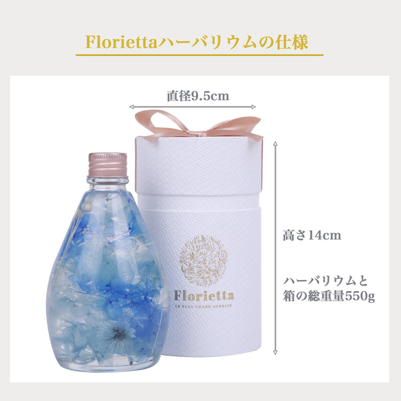 ハーバリウム 青 お花 母の日 贈り物 フラワーギフト プリザーブドフラワー プレゼント 記念日 お礼 お祝い 誕生日 3枚目の画像