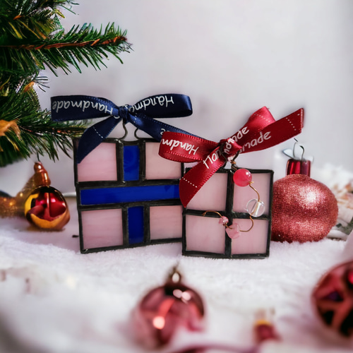 クリスマス置物 プレゼント ステンドグラス雑貨 2個セット クリスマス