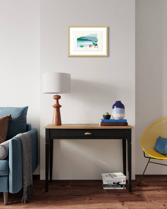 シルクスクリーン版画「Australian Wategos beach」海／青／サーフィン／絵画／コンテンポラリー 人気・おすすめ｜安定人気・収納便利におすすめ 丁寧対応 配送追跡可 人気ランキング上位