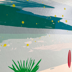 シルクスクリーン版画「Australian Wategos beach」海／青／サーフィン／絵画／コンテンポラリー 6枚目の画像