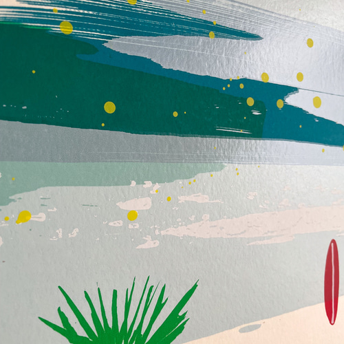 シルクスクリーン版画「Australian Wategos beach」海/青 シルクスクリーン版画「Australian Wategos beach」海/青