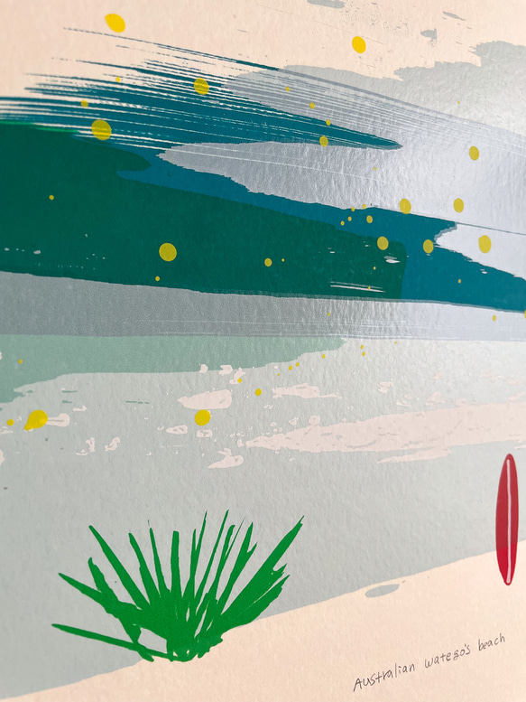 シルクスクリーン版画「Australian Wategos beach」海／青／サーフィン／絵画／コンテンポラリー 人気・おすすめ｜安定人気・収納便利におすすめ 丁寧対応 配送追跡可 人気ランキング上位